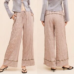 Free People All On Satin Wide-Leg Pants size small